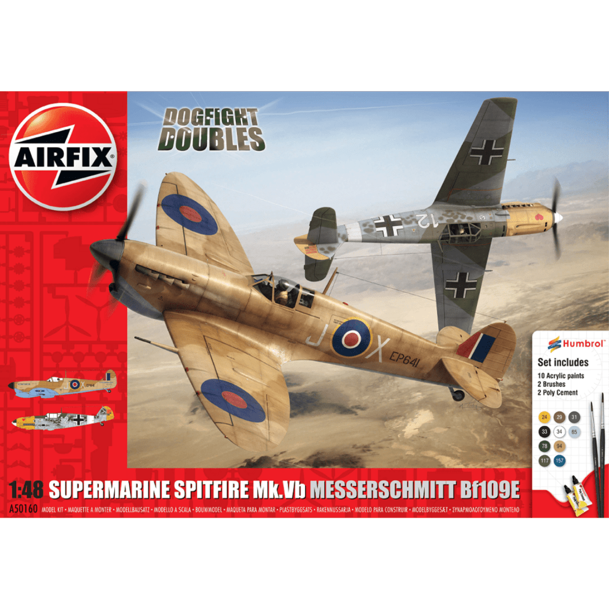 Airfix A50160 Supermarine Spitfire Mk.Vb Messerschmitt Bf109E Dogfight Double Gift Set 1:72 - Phillips Hobbies