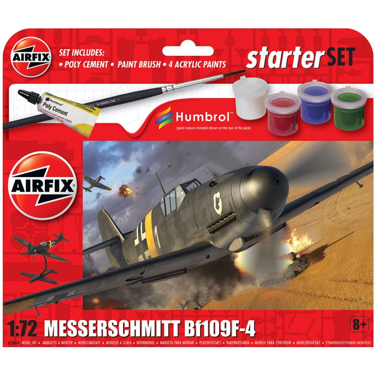 Airfix A55014 Messerschmitt Bf109F - 4 Starter Set 1:72 - Phillips Hobbies