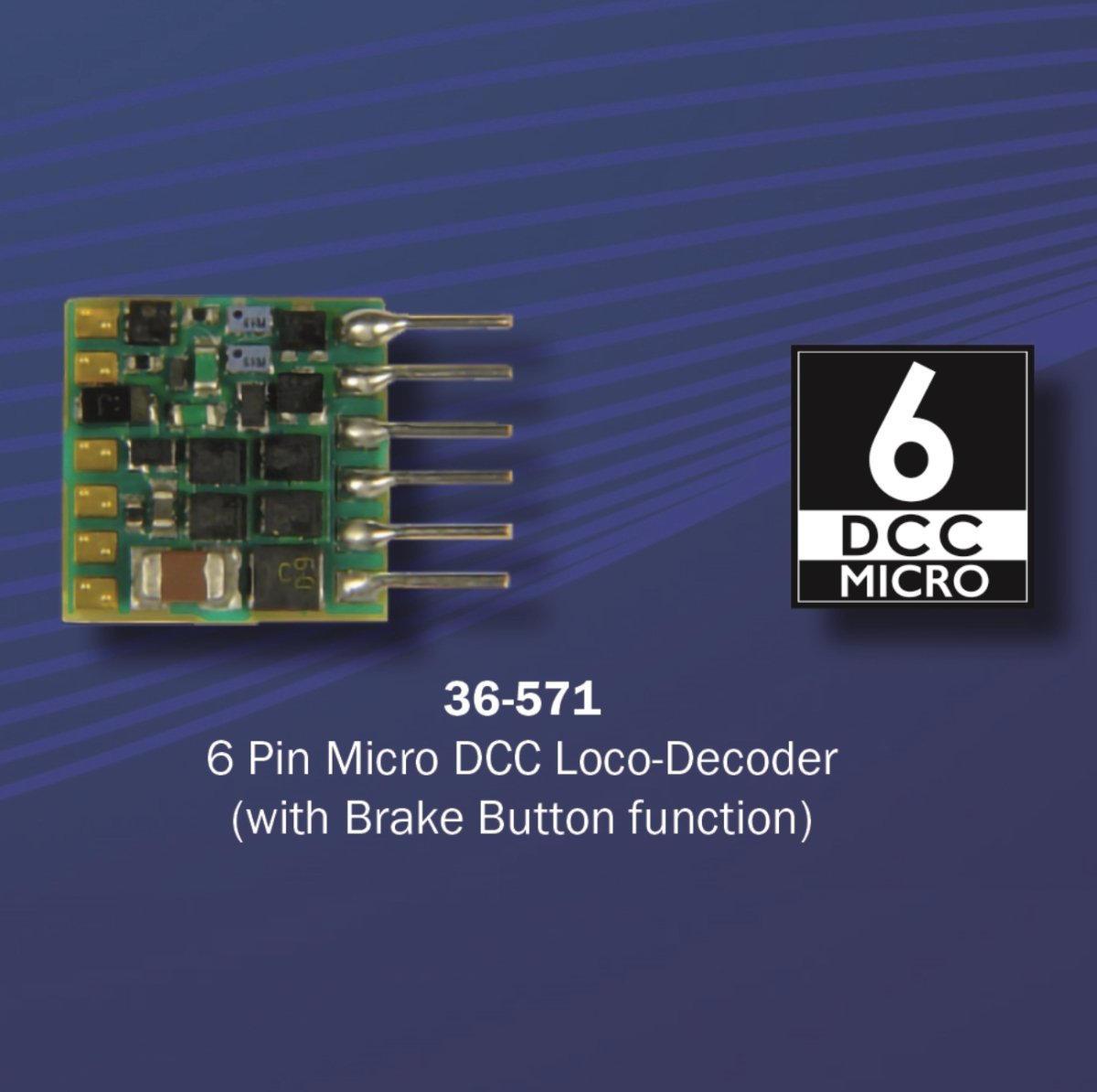 Bachmann 36 - 571 6 Pin Micro DCC Loco - Decoder (With Brake Button Function) - Phillips Hobbies