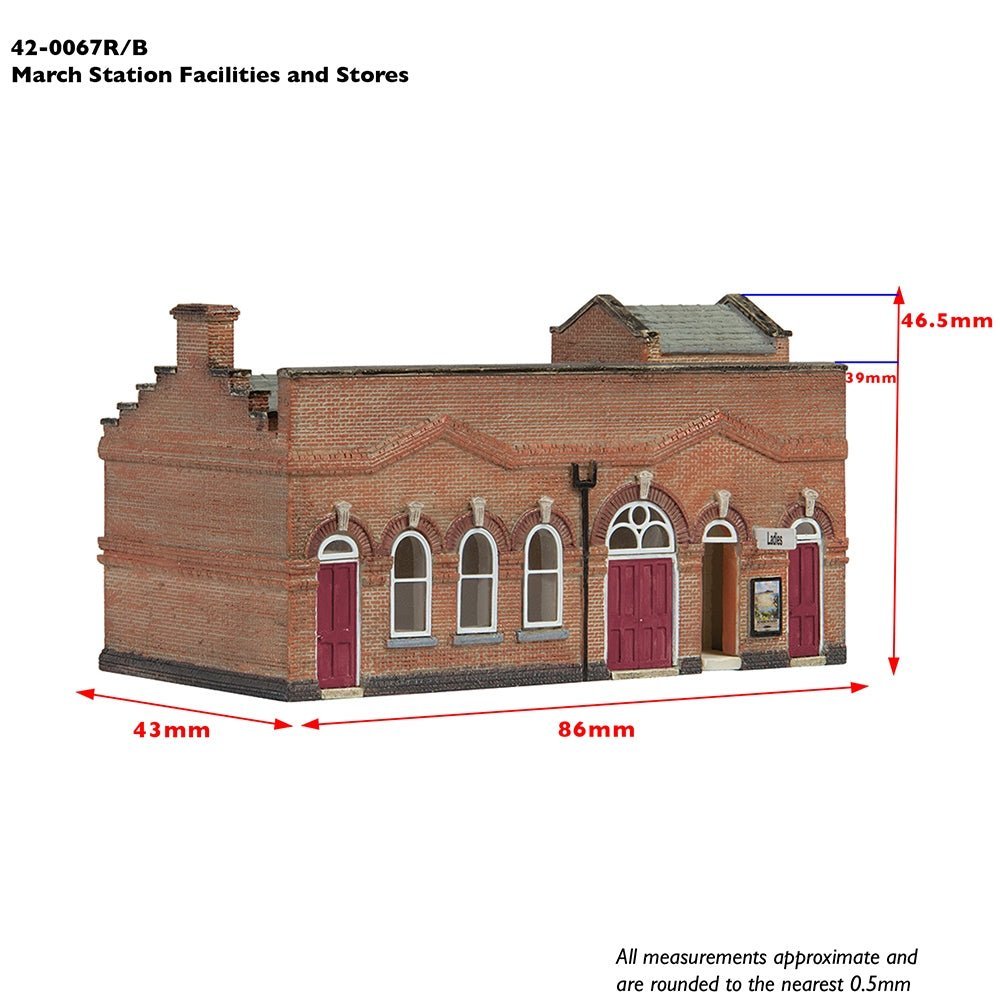 Bachmann 42 - 0067R Scenecraft March Station Facilities and Stores Red - N Gauge - Phillips Hobbies