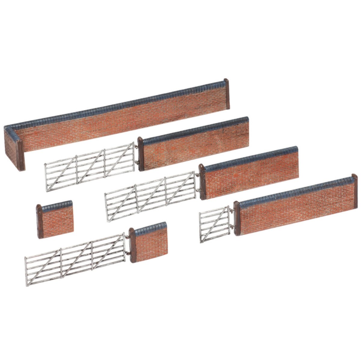 Bachmann 42 - 107 Red Brick Walls and Gates - N Gauge - Phillips Hobbies