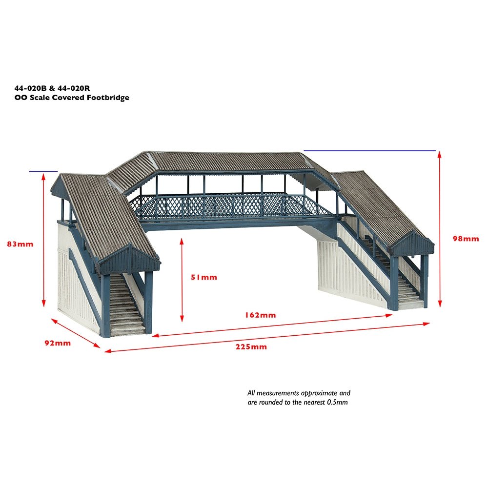 Bachmann 44 - 020R Scenecraft Covered Metal Footbridge Red and Cream - OO Gauge - Phillips Hobbies