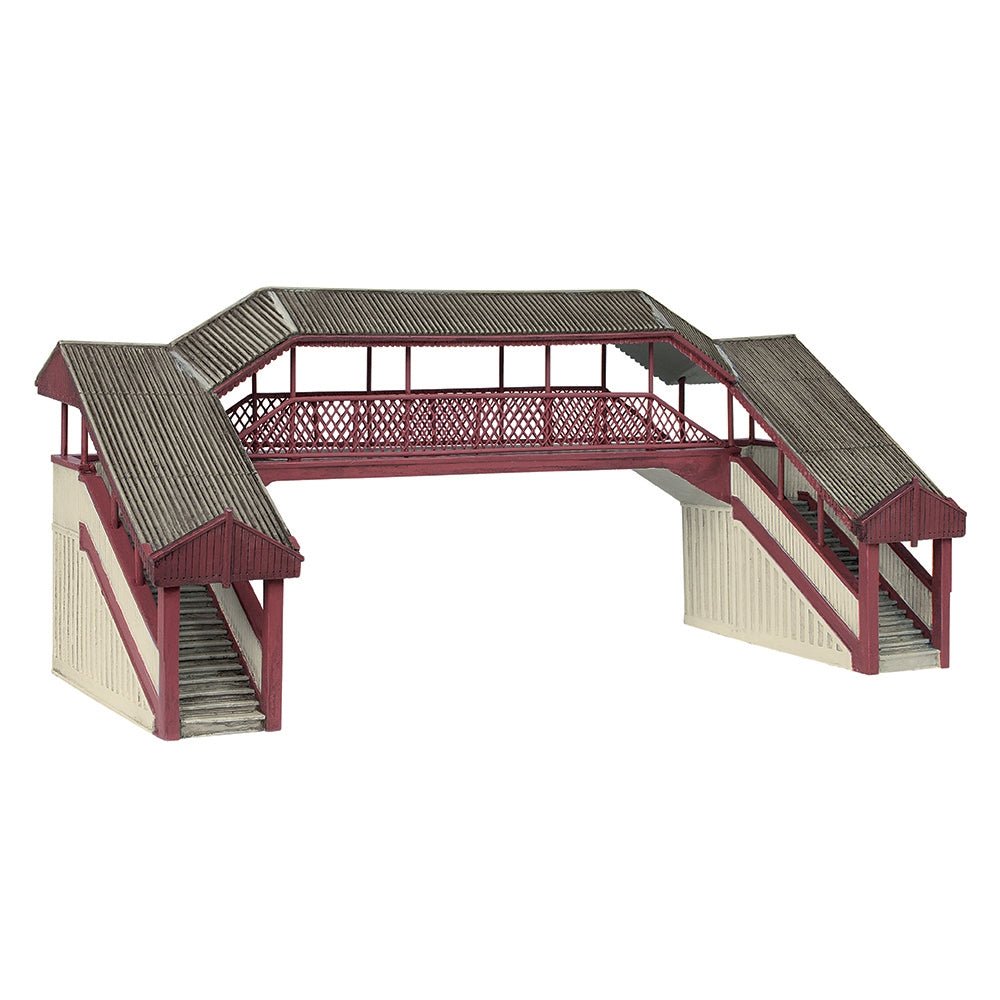 Bachmann 44 - 020R Scenecraft Covered Metal Footbridge Red and Cream - OO Gauge - Phillips Hobbies