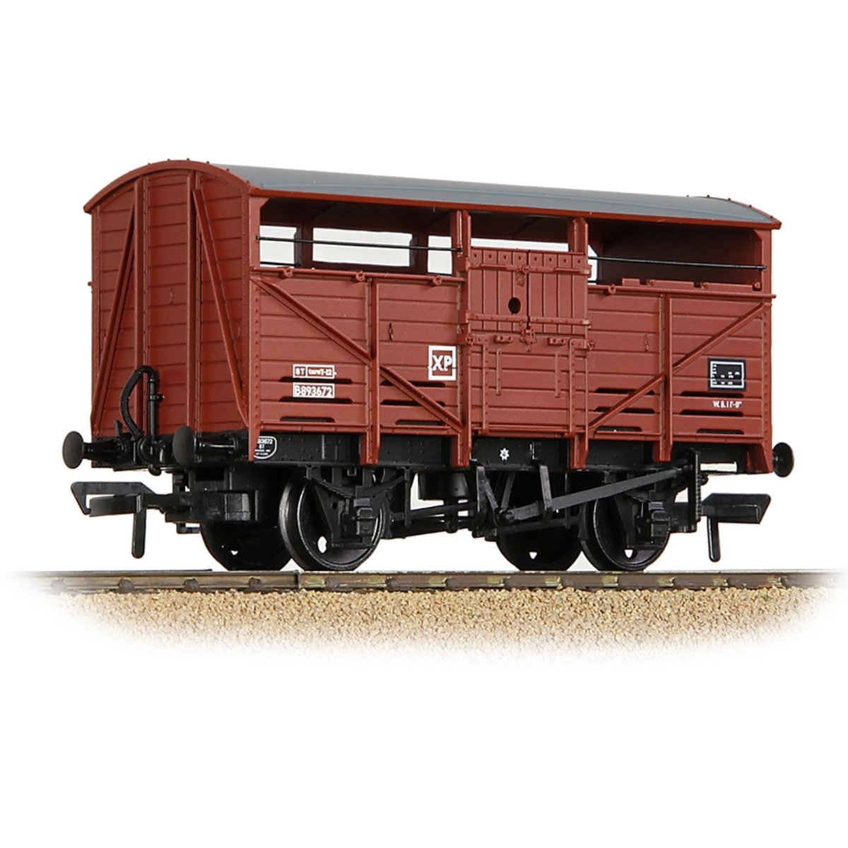 Bachmann 8T Cattle Wagon BR Bauxite (Late) - OO Gauge - Phillips Hobbies