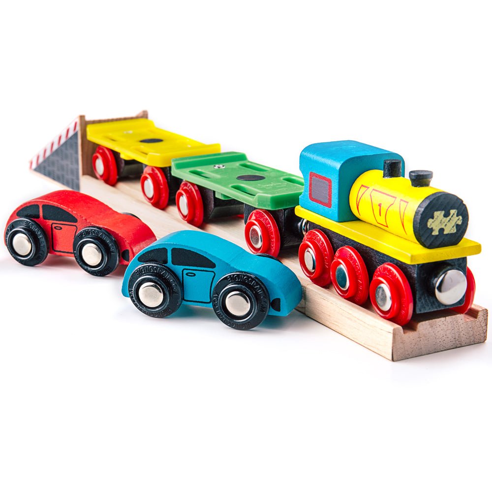 Bigjigs Car Loader - Wooden Train Set Accessory - Phillips Hobbies