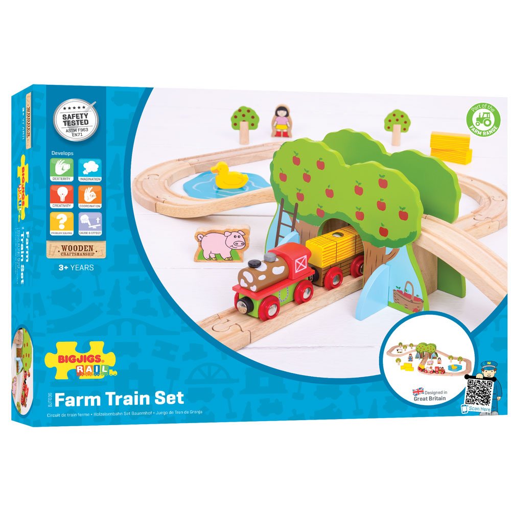 Bigjigs Farm Train Set - Wooden Train Set - Phillips Hobbies