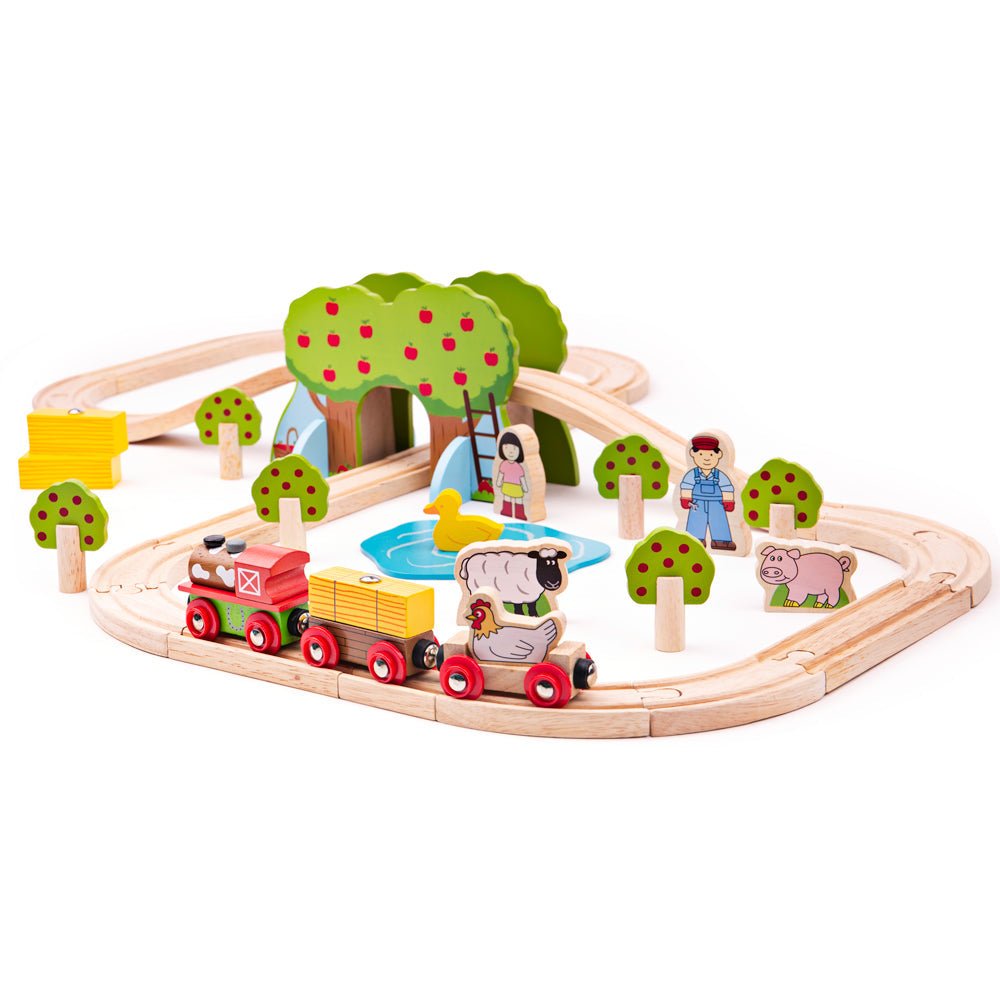 Bigjigs Farm Train Set - Wooden Train Set - Phillips Hobbies