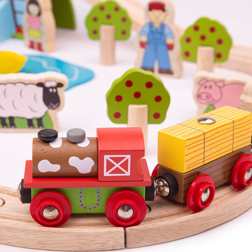 Bigjigs Farm Train Set - Wooden Train Set - Phillips Hobbies