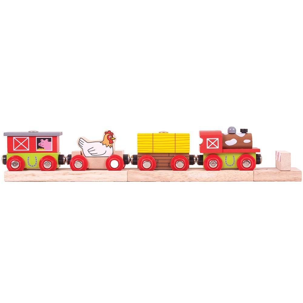 Bigjigs Farmyard Train - Wooden Train - Phillips Hobbies