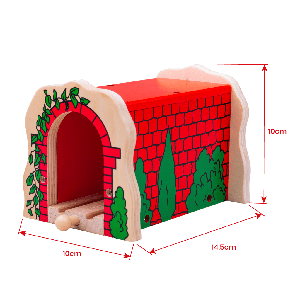 Bigjigs Red Brick Tunnel - Wooden Train Set Accessory - Phillips Hobbies