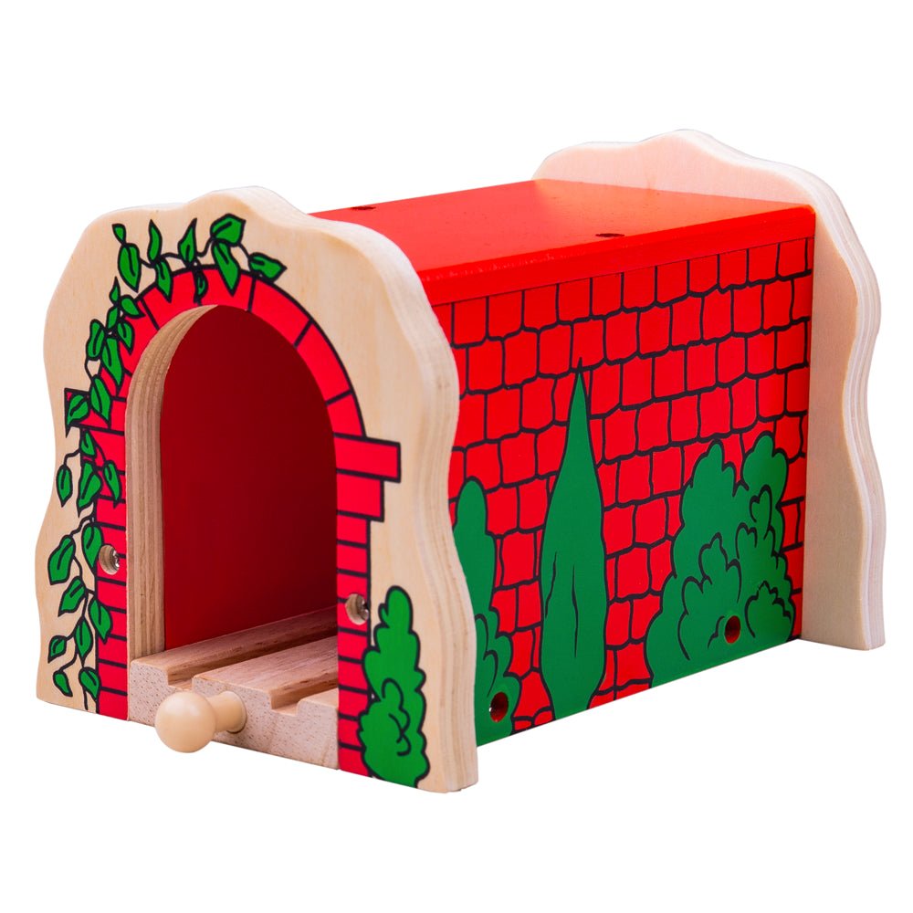 Bigjigs Red Brick Tunnel - Wooden Train Set Accessory - Phillips Hobbies