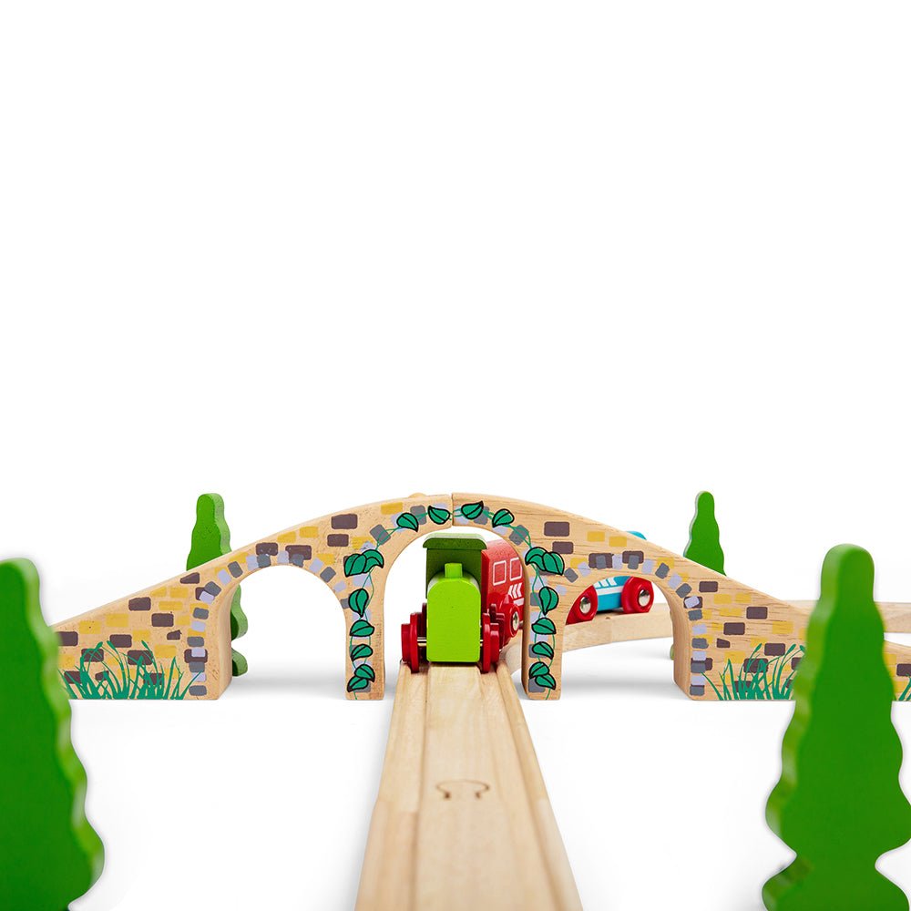 Bigjigs Three Arch Bridge - Wooden Train Set Accessory - Phillips Hobbies