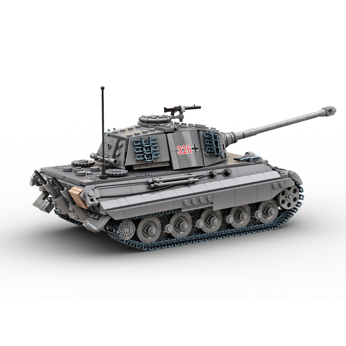 Build Army King Tiger (Tiger ll) Grey Brick Model - 1:33 Scale - Phillips Hobbies