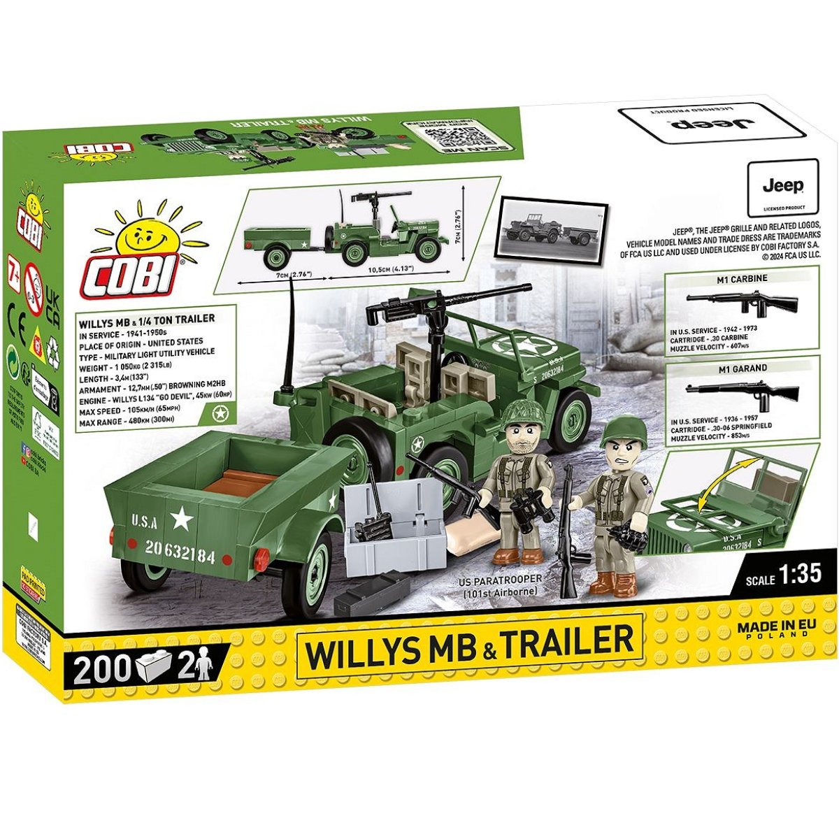 COBI 2297 Willys MB & Trailer 1:35 Scale Brick Model 200pcs - Phillips Hobbies