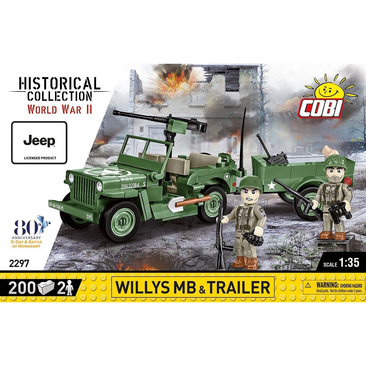 COBI 2297 Willys MB & Trailer 1:35 Scale Brick Model 200pcs - Phillips Hobbies