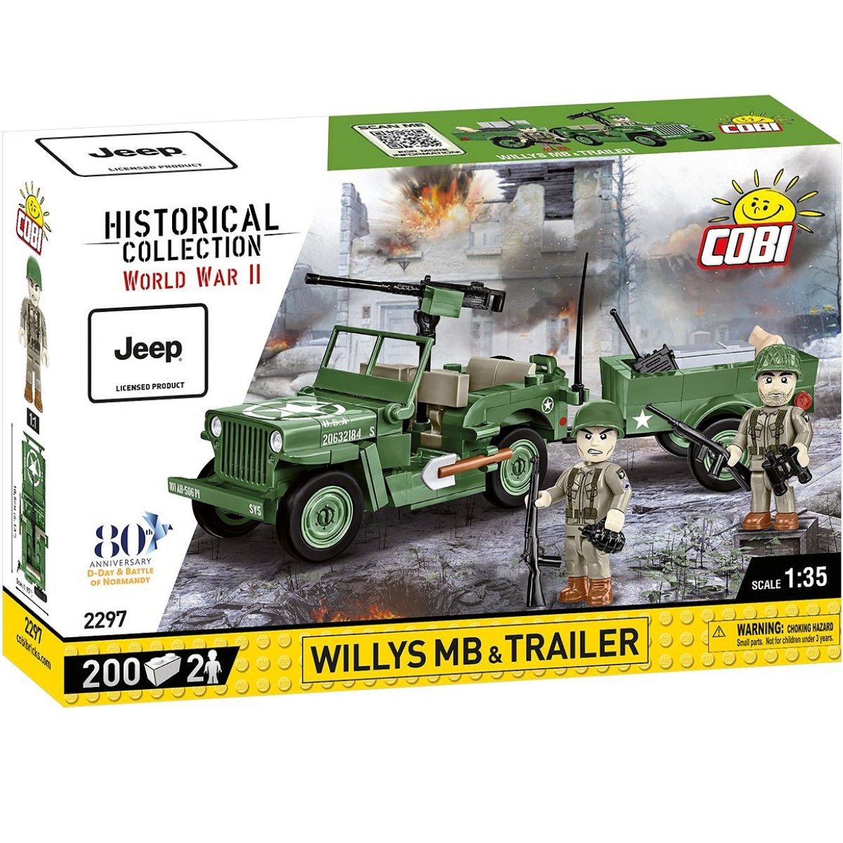 COBI 2297 Willys MB & Trailer 1:35 Scale Brick Model 200pcs - Phillips Hobbies