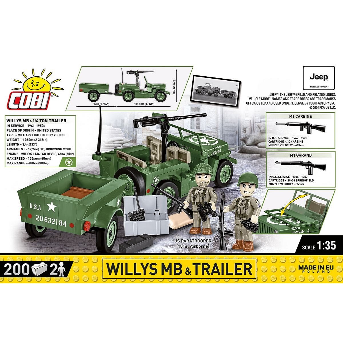 COBI 2297 Willys MB & Trailer 1:35 Scale Brick Model 200pcs - Phillips Hobbies