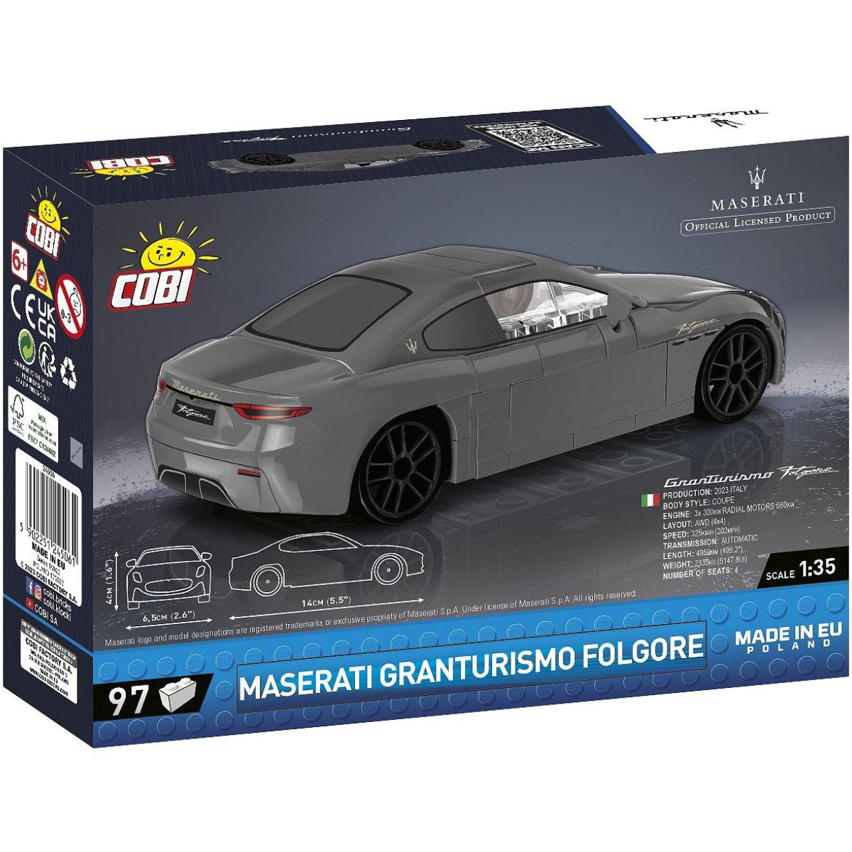 COBI 24506 Maserati Granturismo Folgore 1:35 Scale Brick Model 97pcs - Phillips Hobbies