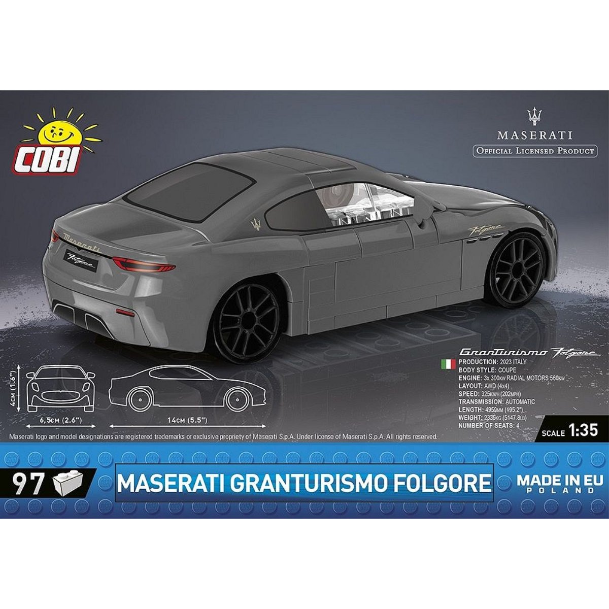 COBI 24506 Maserati Granturismo Folgore 1:35 Scale Brick Model 97pcs - Phillips Hobbies