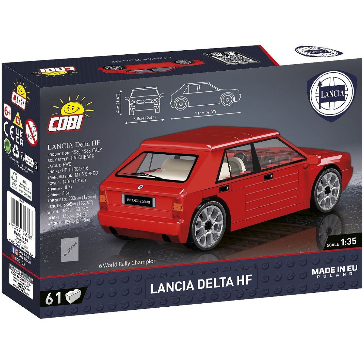 COBI 24508 Lancia Delta HF 1:35 Scale Brick Model 61 Parts - Phillips Hobbies