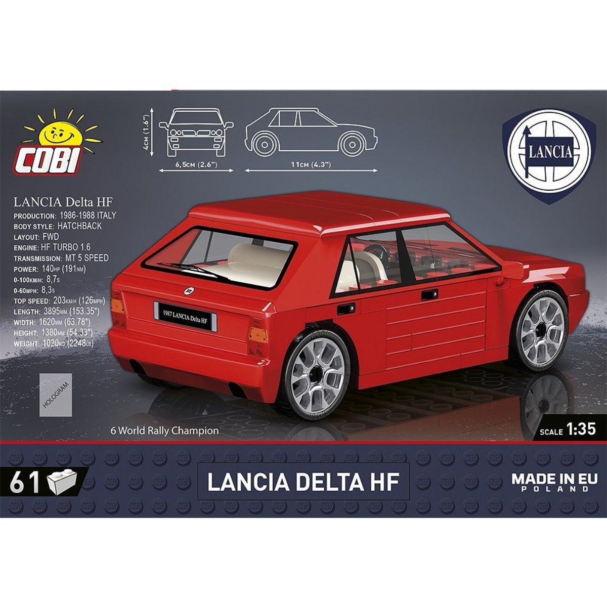 COBI 24508 Lancia Delta HF 1:35 Scale Brick Model 61 Parts - Phillips Hobbies