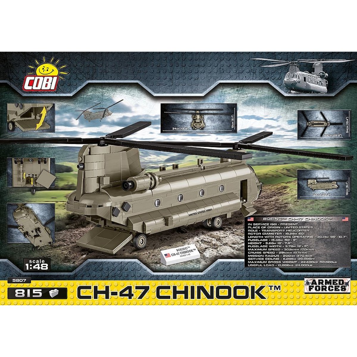 COBI 5807 CH - 47 Chinook 1:48 Scale Brick Model 815pcs - Phillips Hobbies