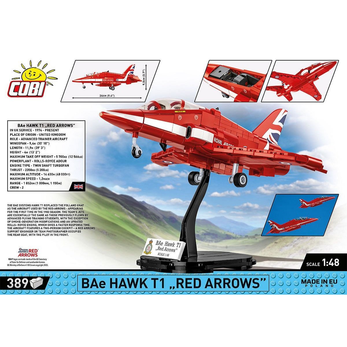 COBI 5844 BAe Hawk T1 Red Arrows 1:48 Scale Brick Model 389pcs - Phillips Hobbies