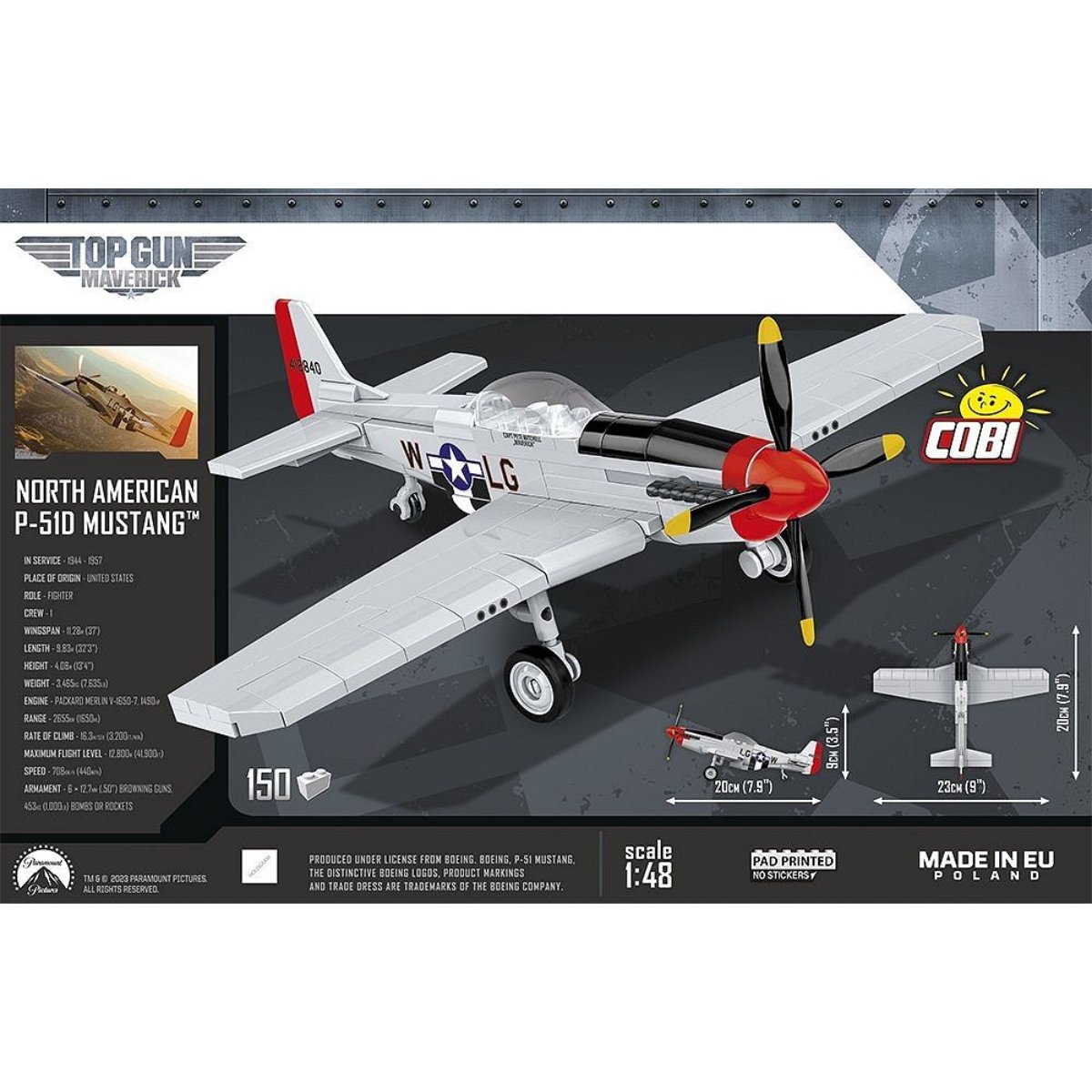 COBI 5847 P - 51D Mustang™ Top Gun 1:48 Scale Brick Model 150pcs - Phillips Hobbies