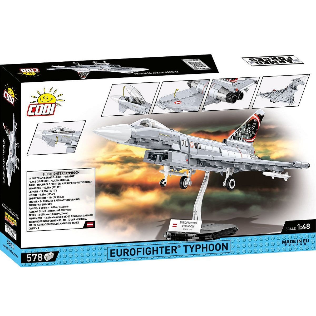 COBI 5850 Eurofighter Typhoon 1:48 Scale Brick Model Plane 578pcs - Phillips Hobbies