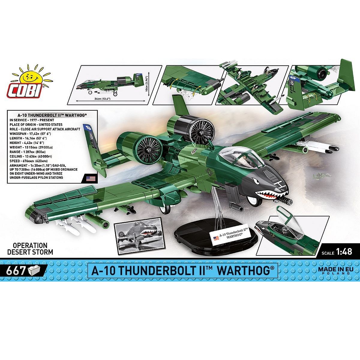 COBI 5856 A - 10 Thunderbolt II Warthog 1:48 Scale Brick Model 667pcs - Phillips Hobbies