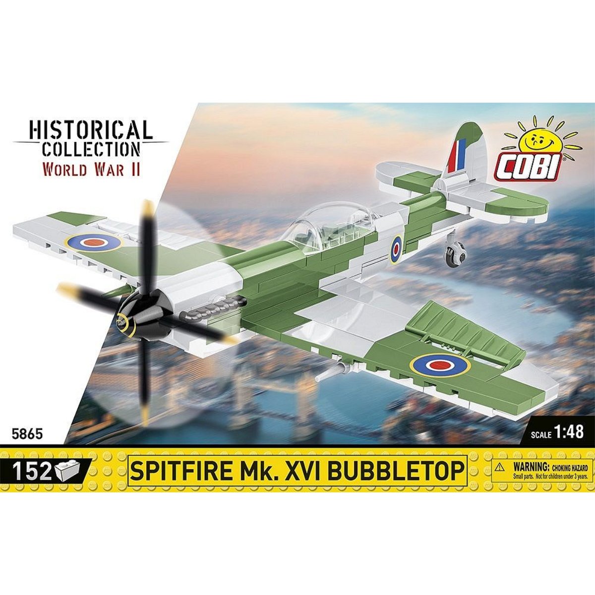 COBI 5865 Spitfire Mk. XVI Bubbletop 1:48 Scale Brick Model Plane 152pcs - Phillips Hobbies