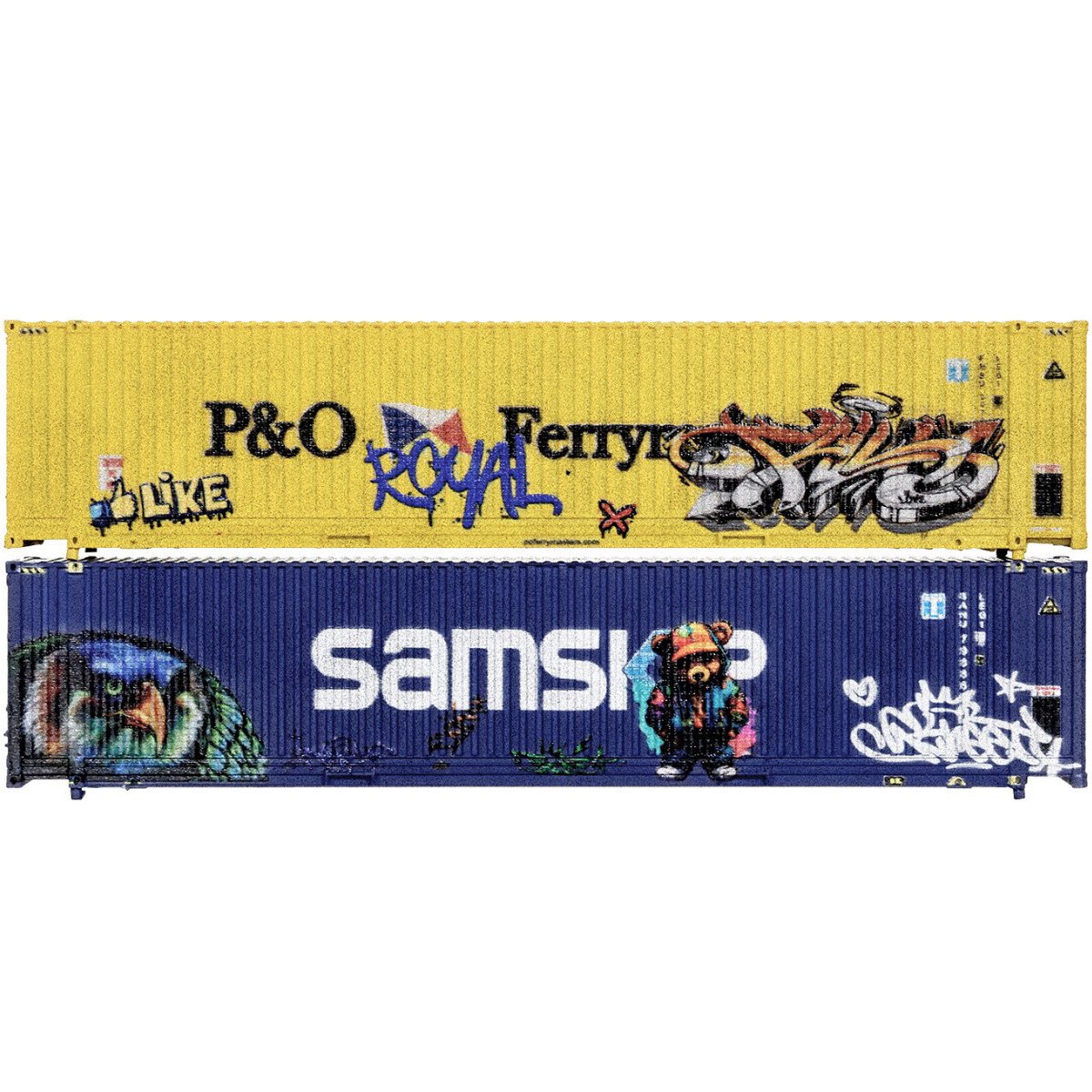 Dapol 2F - 028 - 216 45ft Container Set (2) P&O/Samskip Graffiti - N Gauge - Phillips Hobbies