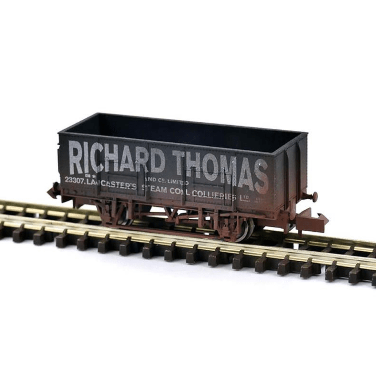 Dapol 2F - 038 - 058 20T Steel Mineral Wagon Richard Thomas Black 23307 Weathered - N Gauge - Phillips Hobbies