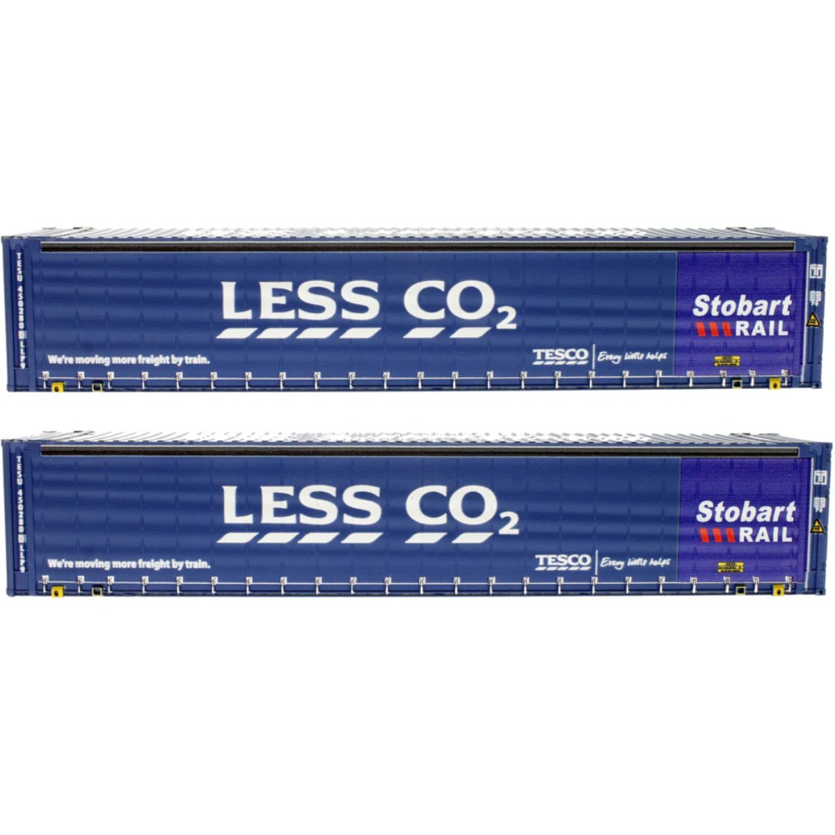 Dapol 4F - 028 - 021 45FT Containers Curtainsided Less CO2 Stobart Rail - OO Gauge - Phillips Hobbies