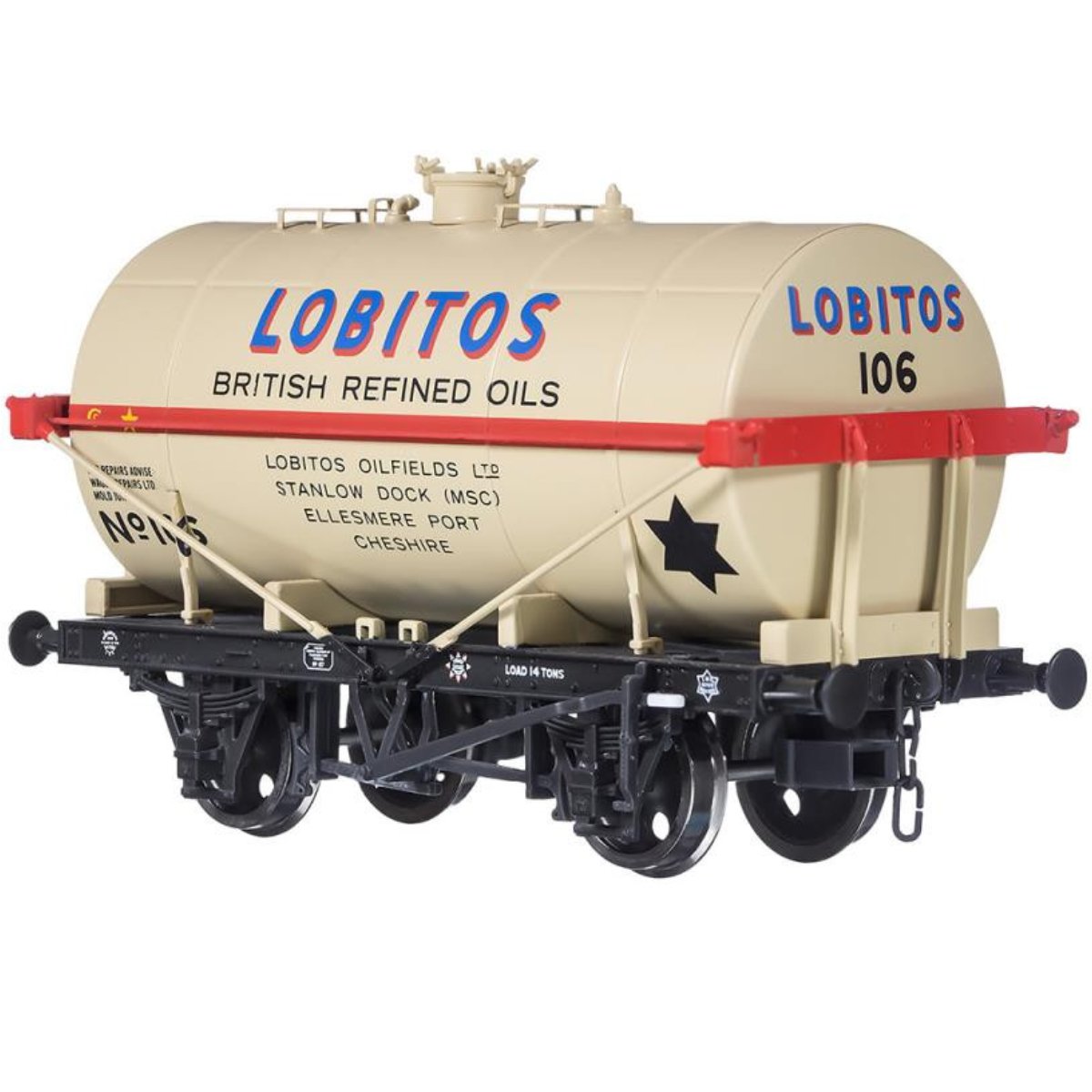 Dapol 4F - 058 - 005 14T Tank Wagon Class A Lobitos (Blue/Red Shade) Stone 107 - OO Gauge - Phillips Hobbies