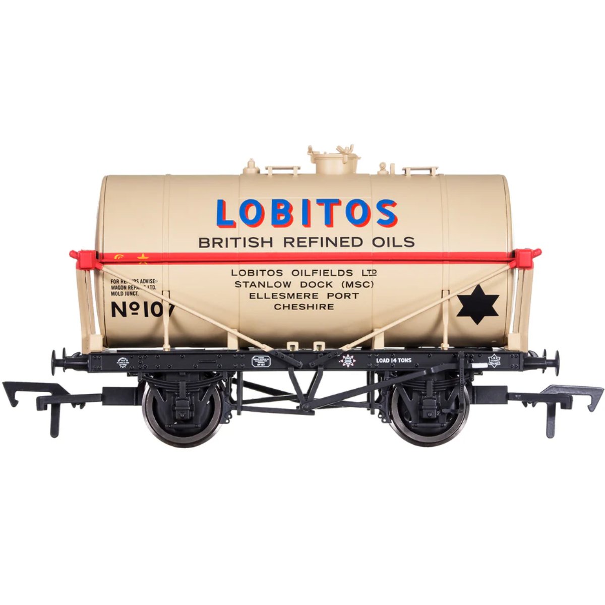 Dapol 4F - 058 - 005 14T Tank Wagon Class A Lobitos (Blue/Red Shade) Stone 107 - OO Gauge - Phillips Hobbies