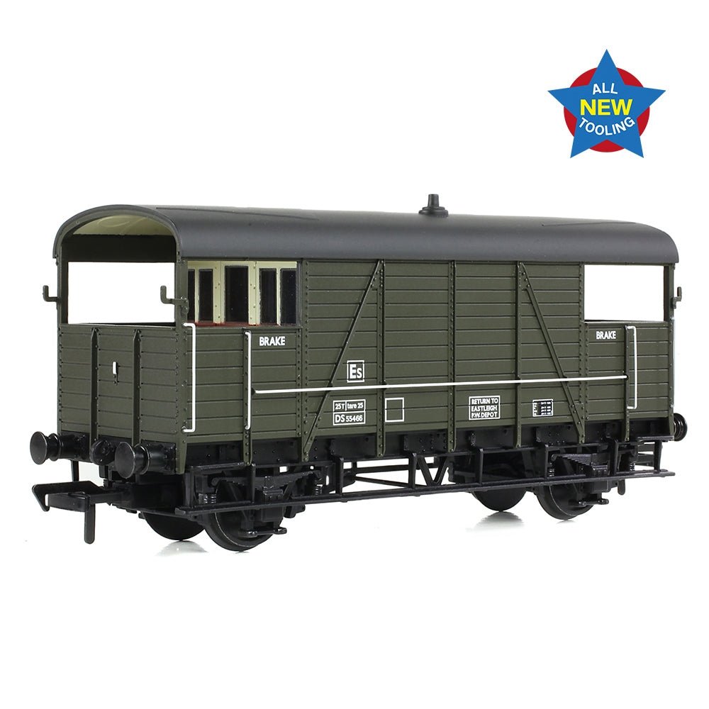 EFE Rail SE&CR 25T 'Dance Hall' Brake Van BR Departmental Olive Green - OO Gauge - Phillips Hobbies