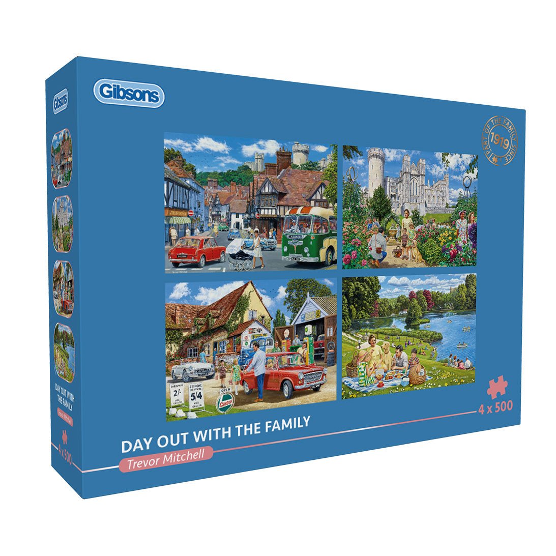 Gibsons G5067 Day out with the Family 4 x 500 Piece Jigsaw Puzzles - Phillips Hobbies