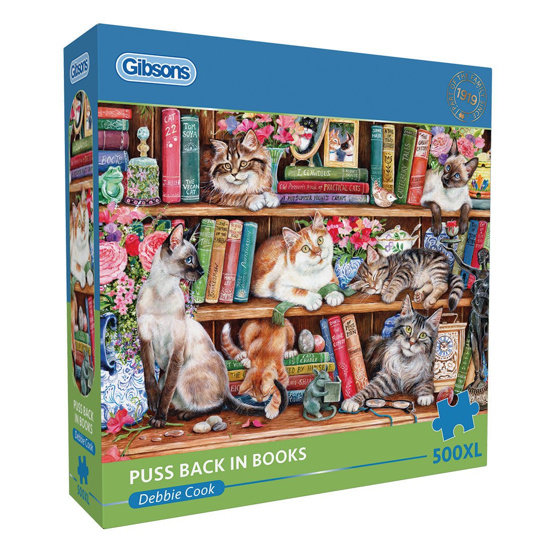 Gibsons Puss Back in Books Extra Large 500 XL Piece Jigsaw Puzzle - Phillips Hobbies