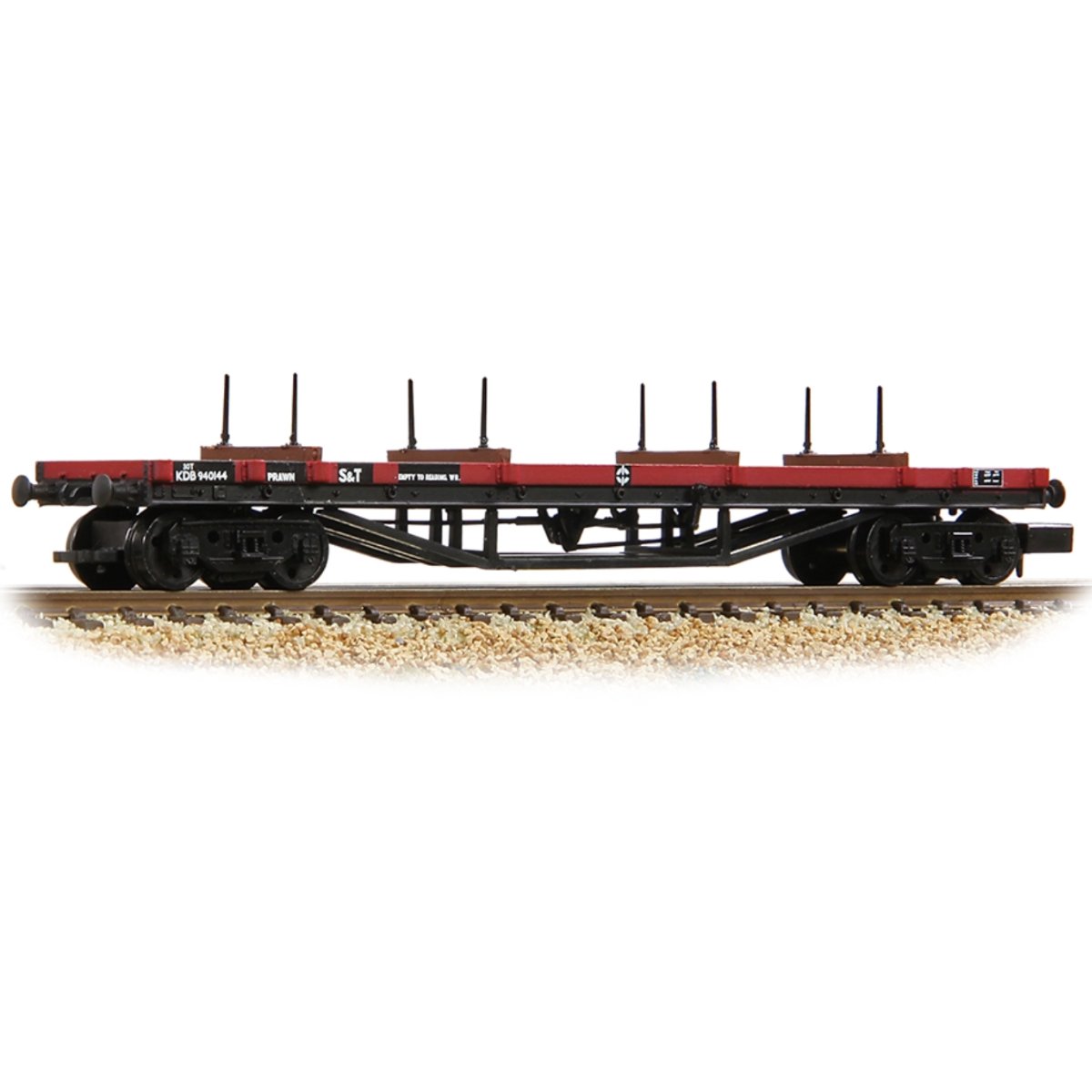 Graham Farish 373 - 925C 30T 'Prawn' Bogie Bolster BR Gulf Red [WL] - N Gauge - Phillips Hobbies