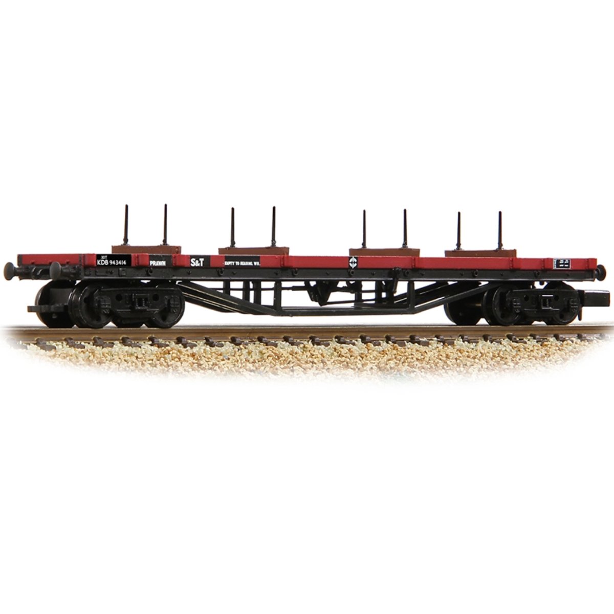 Graham Farish 373 - 925D 30T 'Prawn' Bogie Bolster BR Gulf Red [WL] - N Gauge - Phillips Hobbies