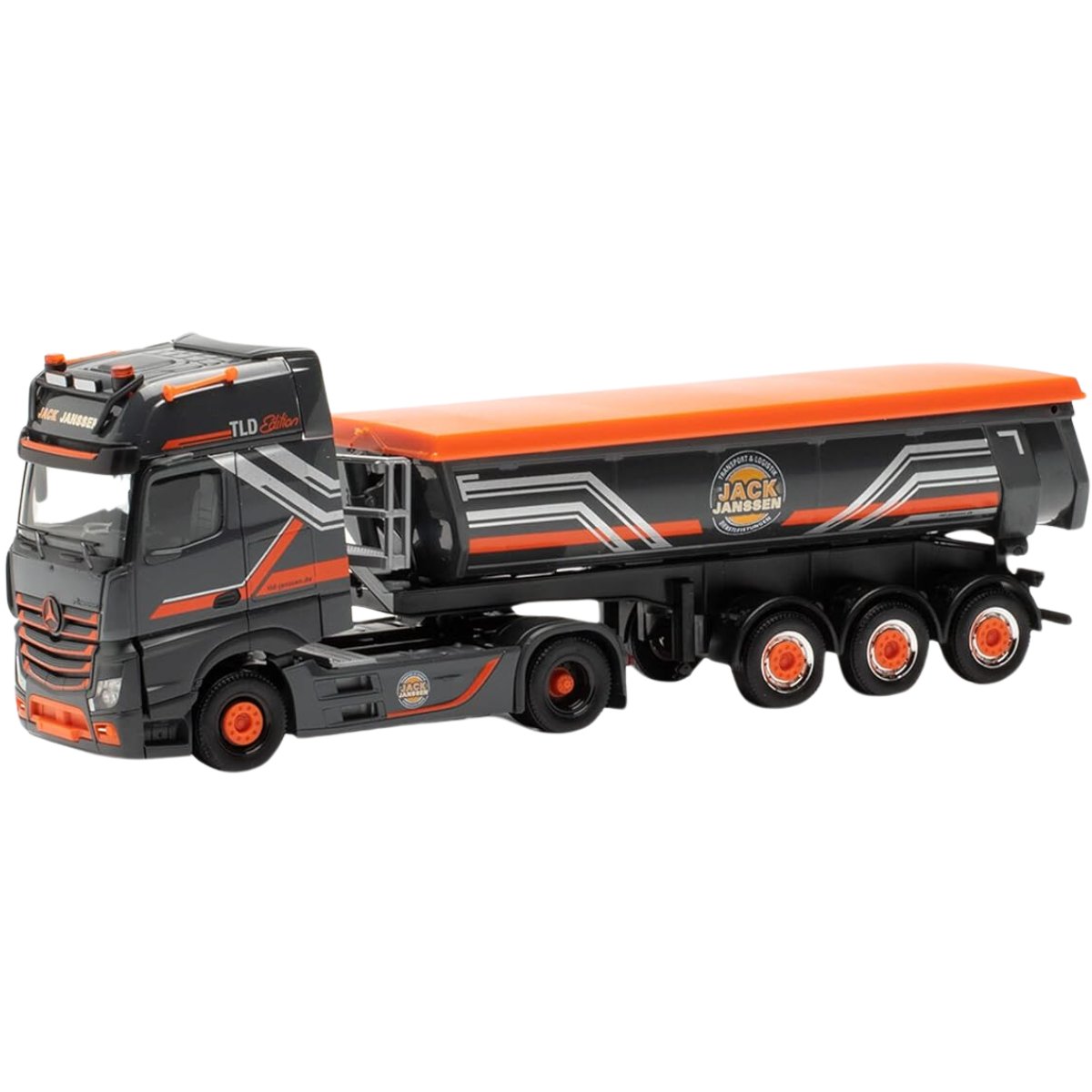 Herpa Mercedes - Benz Actros '18 Gigaspace Tractor - Trailer Jack Janssen - 1:87 Scale - Phillips Hobbies