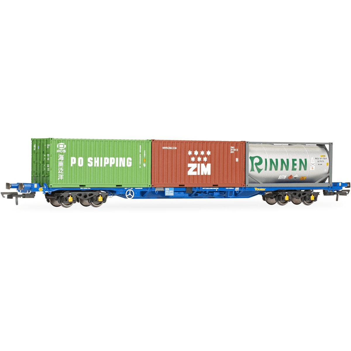 Hornby R60239 KFA Container Wagon with 2 x 20' Containers & 1 x 20' Tanktainer - OO Gauge - Phillips Hobbies