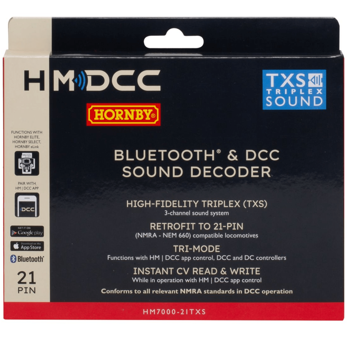 Hornby R7322 HM7000 - 21TXS: Bluetooth & DCC Sound Decoder (21 - Pin) - Phillips Hobbies