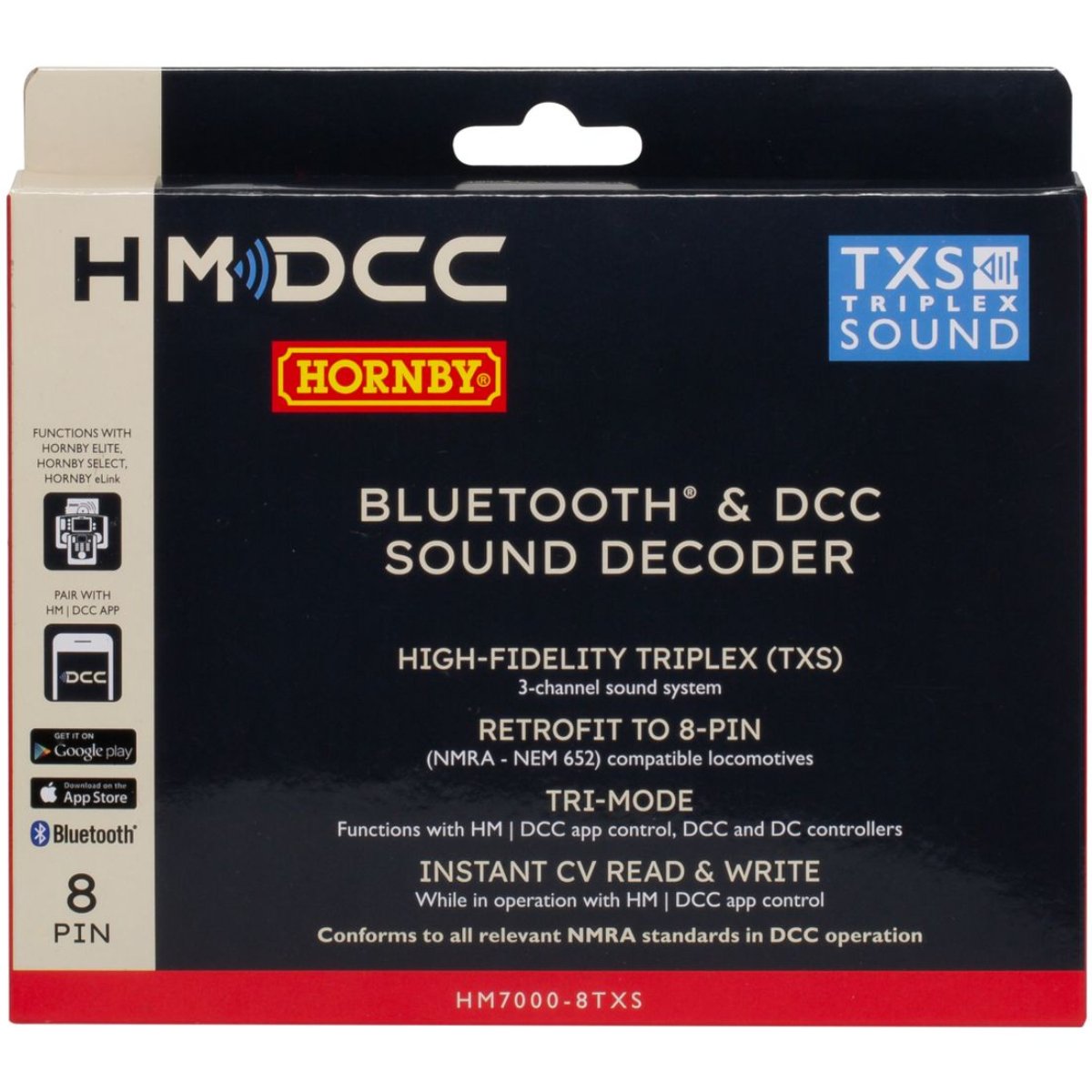 Hornby R7336 HM7000 - 8TXS: Bluetooth & DCC Sound Decoder (8 Pin) - Phillips Hobbies