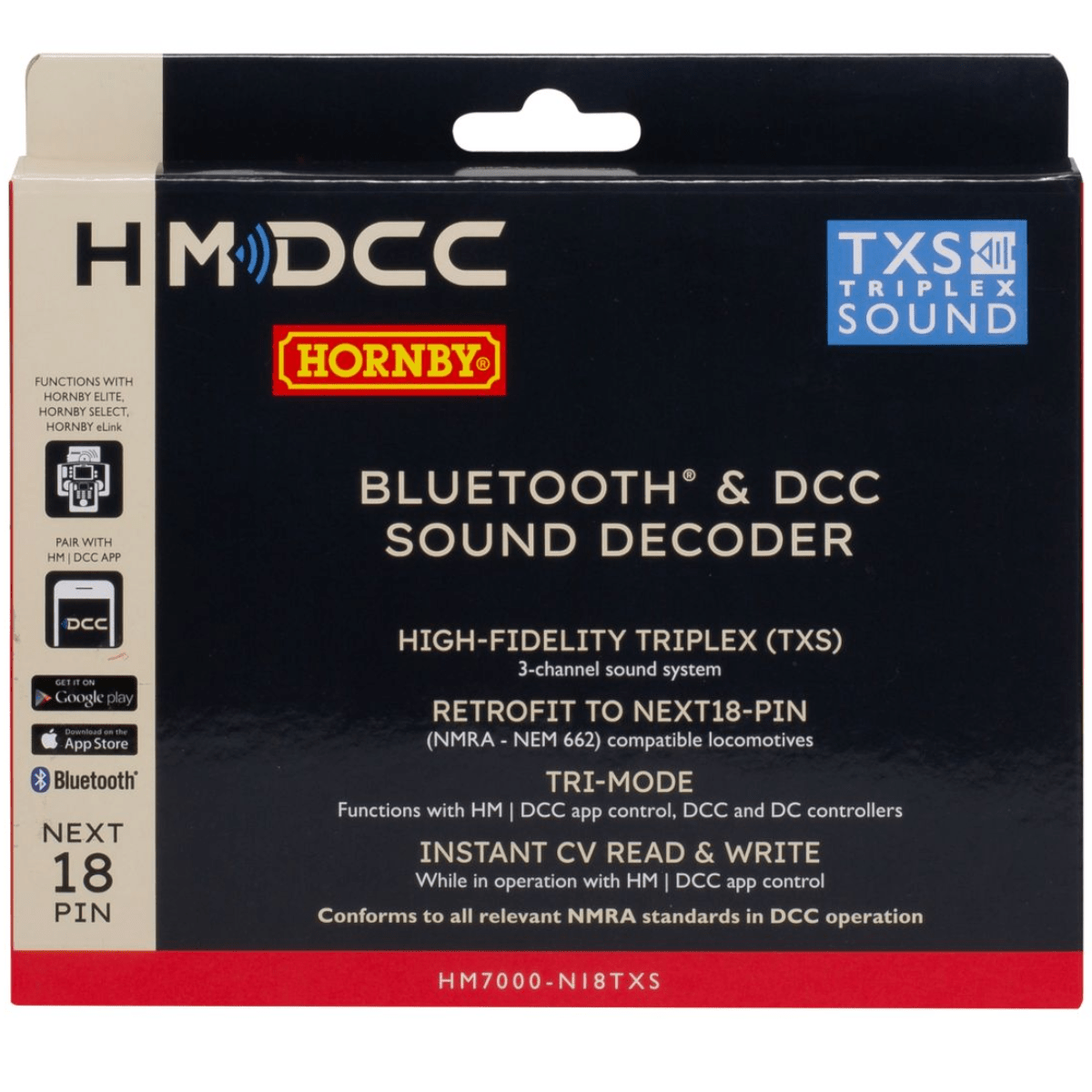 Hornby R7345 HM7000 - N18TXS: Bluetooth & DCC Sound Decoder (Next18 - Pin) - Phillips Hobbies