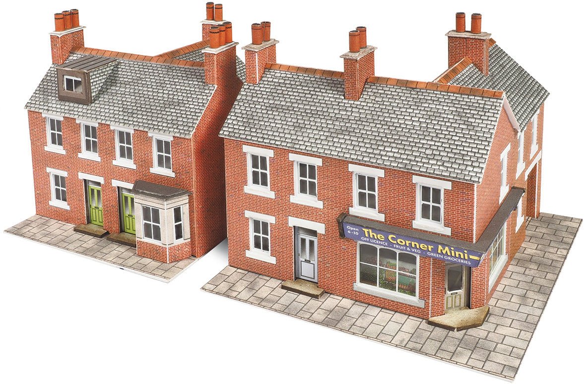 Metcalfe PN116 Corner Shop & Pub in Red Brick Card Kit - N Gauge - Phillips Hobbies