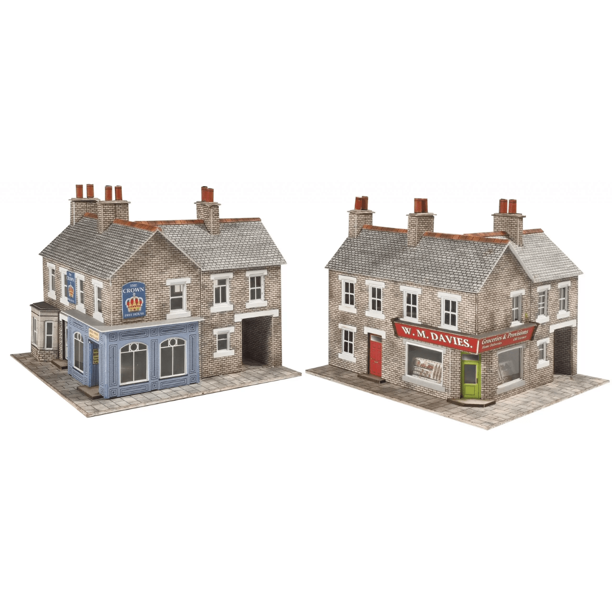 Metcalfe PN117 Corner Shop & Pub in Stone Card Kit - N Gauge - Phillips Hobbies