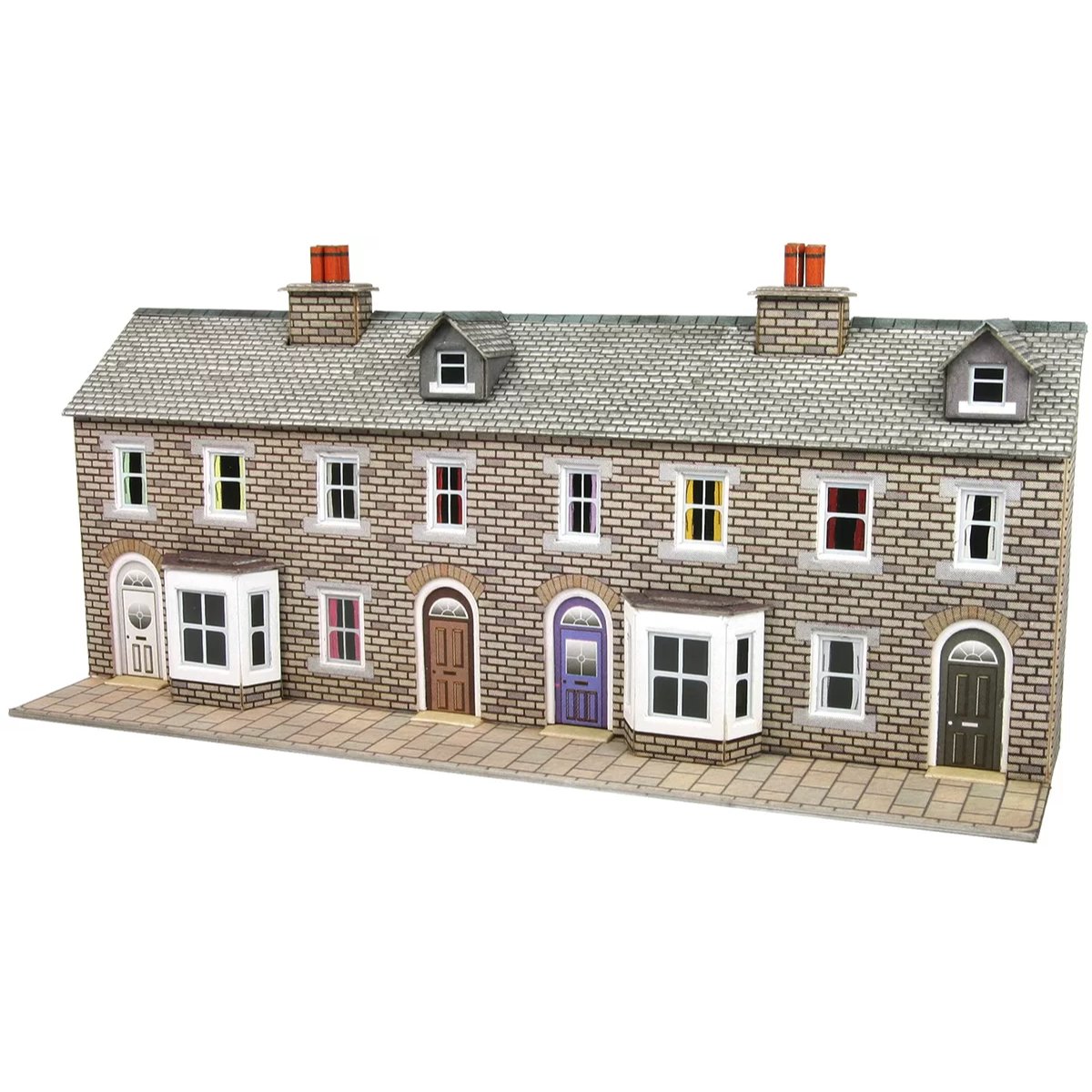 Metcalfe PN175 Low Relief Stone Terraced House Fronts Card Kit - N Gauge - Phillips Hobbies