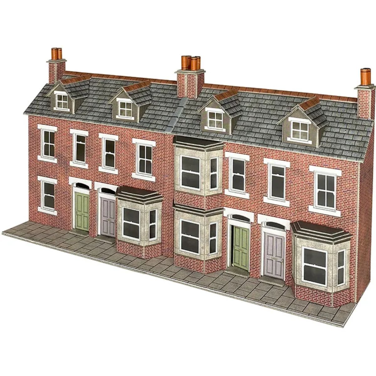 Metcalfe PO302 Low Relief Terraced House Fronts Brick Card Kit - 00/H0 Gauge - Phillips Hobbies